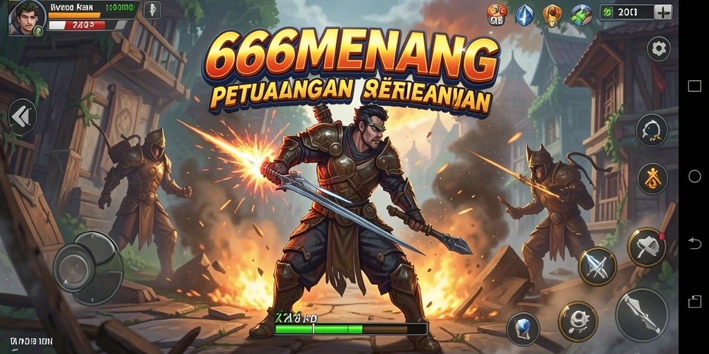Tangkapan layar menunjukkan aksi mendebarkan dalam 666MENANG.