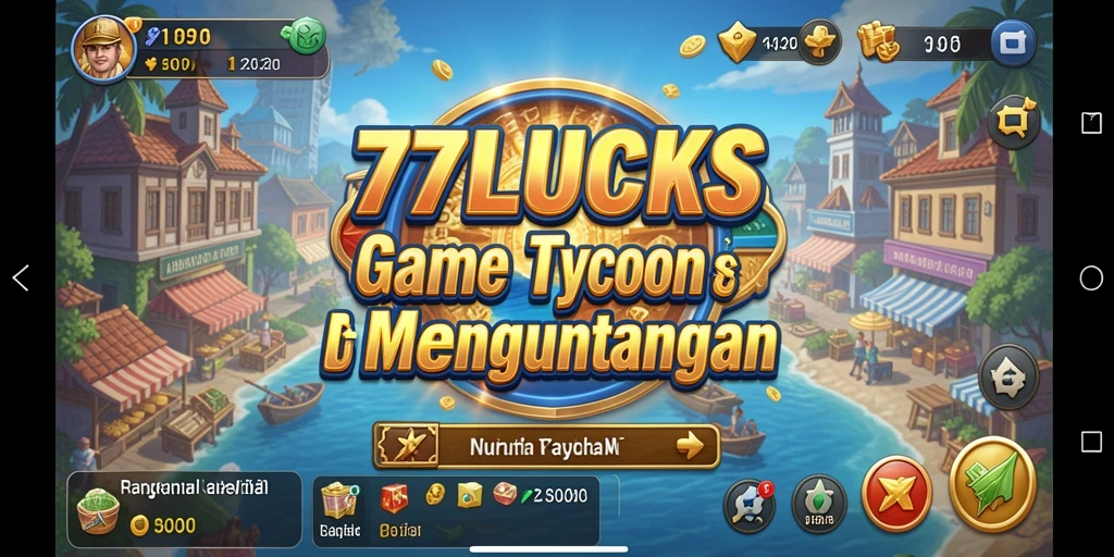 Tangkapan layar utama 77LUCKS menampilkan gameplay Tycoon yang seru.