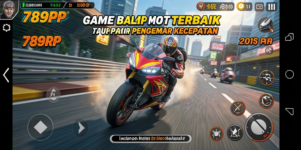Screenshot gameplay 789RP menampilkan aksi balapan motor yang mendebarkan.