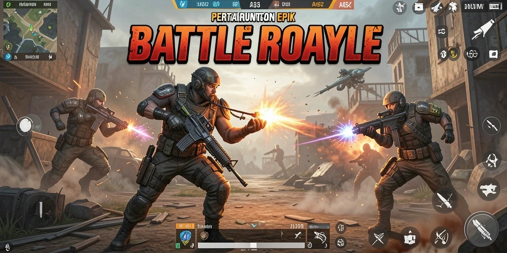 Tampilan grafis AA62 menampilkan pertarungan seru Battle Royale.