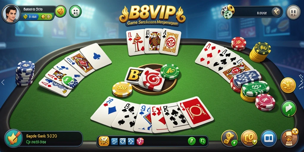 Tampilan screenshot B8VIP menunjukkan gameplay Gaple yang seru.