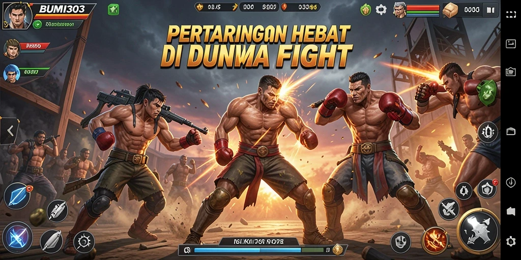 Gameplay mendebarkan dalam BUMI303 dengan karakter yang bertarung.