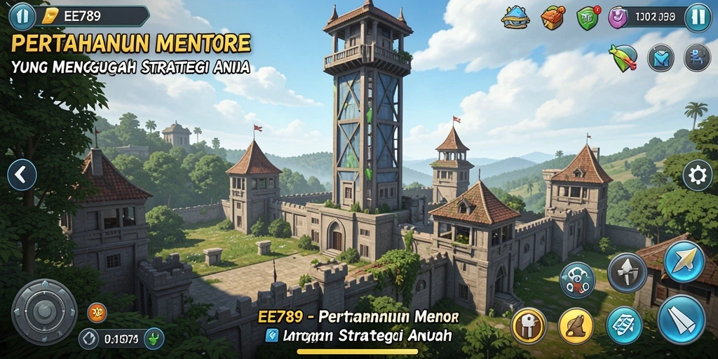 Tampilkan gameplay seru dan strategi menara dari EE789.