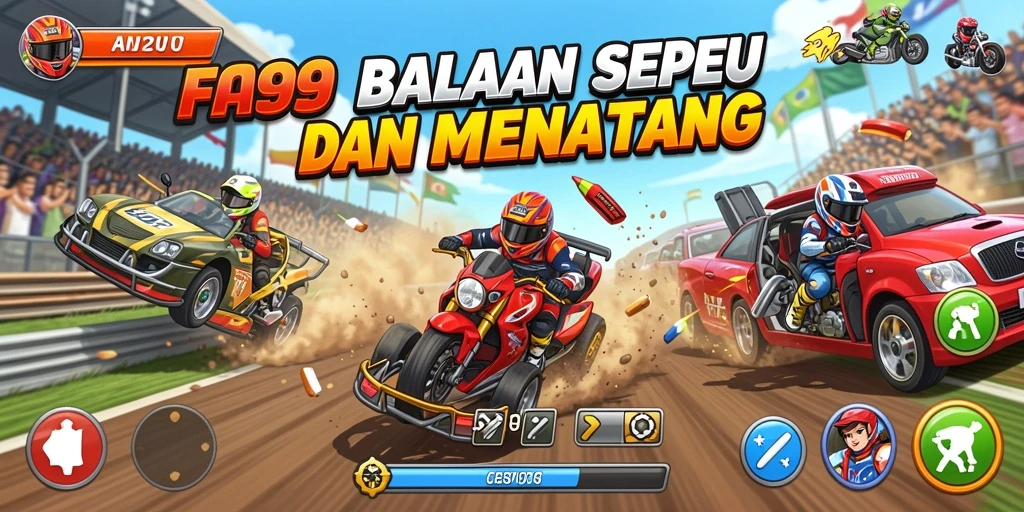 Gameplay FA99 menampilkan balapan seru dengan mobil yang melesat kencang.