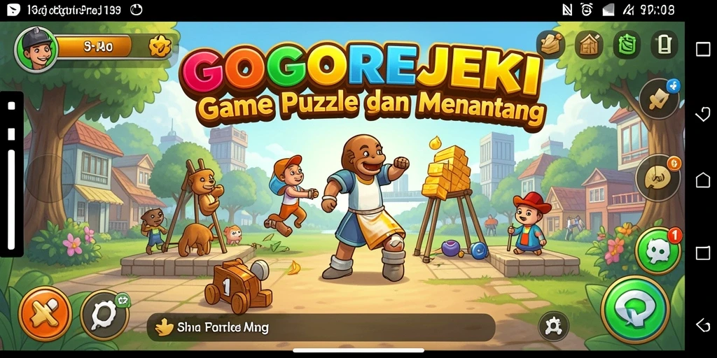 Tampilan gameplay GOGOREJEKI dengan berbagai teka-teki yang menantang.