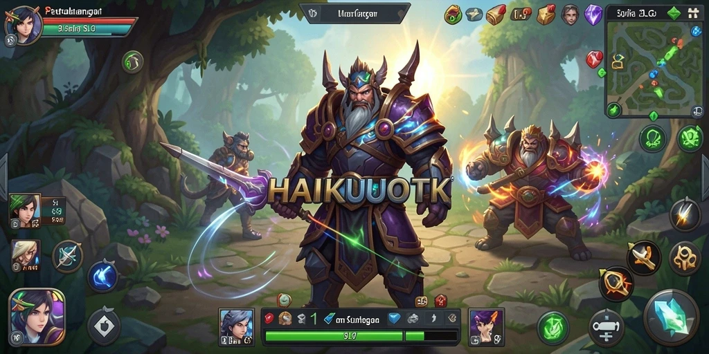 Screenshot utama HAIKUOTK menampilkan aksi pertempuran yang seru dan strategis.