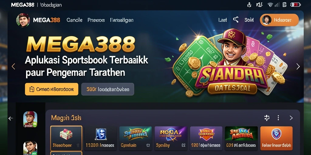 Tampilan menarik dari aplikasi MEGA388 saat memasang taruhan olahraga.