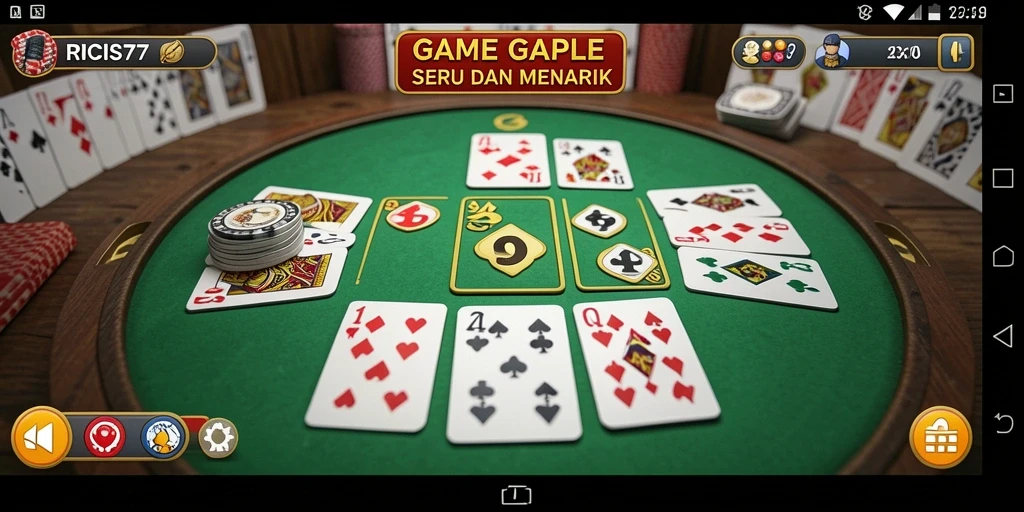 Screenshot gameplay RICIS77 menampilkan suasana seru Gaple.