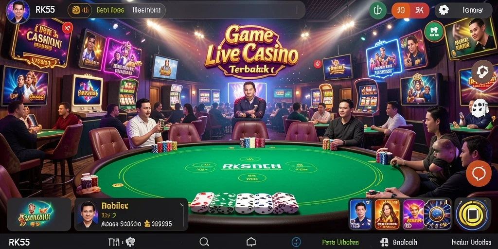 Tampilan gameplay Live Casino yang mendebarkan di RK55.