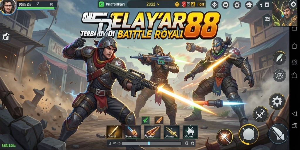 Screenshot menunjukkan aksi intens dalam pertempuran Battle Royale.