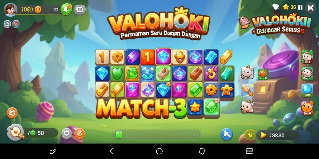 Tampilan gameplay seru dalam VALOHOKI dengan Match-3.