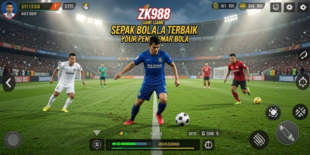 Gameplay seru dalam ZK988 dengan aksi sepak bola yang mendebarkan.