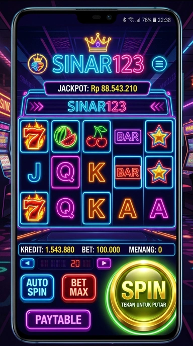 Cuplikan layar aplikasi sinar123 yang menampilkan antarmuka yang bersih dan modern.